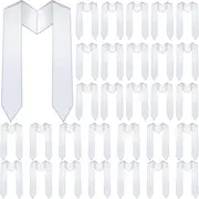 Sureio 30 Pcs 51 Inch Unisex Kids Plain Graduation Stole Bulk Blank Kindergarten Graduation Sash Fo 2025, White