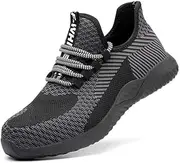 [MNSSRN-MM] Breathable Flying Woven Anti-Smashing Shoes, Light and Comfortable Anti-Pressure Anti-Puncture Anti-Collision Work Shoes, Soft and Wear-Resistant Sports Shoes,Black,41