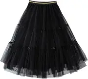 [Alunsito] Little Girl Spring Summer Skirt Kids Elastic Bowknot Waist Tulle Skirt Solid Color Tutu Dress