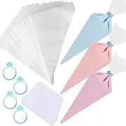 SNAIL GARDEN 205-Piece Icing Bag Set, 200 Transparent Plastic Piping Bags + 4 Clips + 1 Scraper, Fits Most Decorating Tips, Ideal for Cake Decoration, Cupcakes, Biscuits