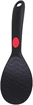 OFFSCH Food Grade Silicone Rice Spoon Non Stick Serving Scoop Kitchen Utensil with Skid Button for Home and Restaurant Use Creative Design Black
