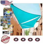 Commercial Grade 14' x 14' Triangle Canopy - Turquoise HDPE UV Block Shade Sail