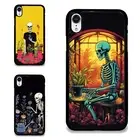 Hybrid Case smiling skeleton houseplants For iPhone XS 11 12 13 14 15 16 Pro Max