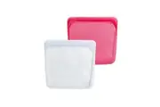 2pc Stasher Silicone 828ml 19cm Reusable Sandwich Bag Food Pouch Clear Raspberry