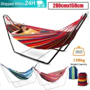 Gardeon Camping Hammock With Stand Cotton Rope Lounge Hammocks Outdoor Swing Bed