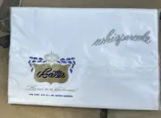 70s Bates Comb Percale Twin Flat Sheet 72x108 White w/ white Embroidered Border