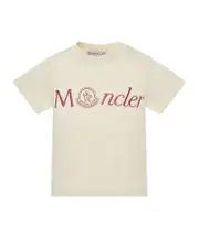 Moncler Enfant Logo Embroidered Crewneck T-Shirt 69M light brown