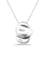 Aqua Sterling Silver Sculptured Oval Pendant Necklace, 16-18 - Exclusive