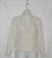 Draper's & Damon's Regular Tweed Jacket W/Raw Edge Size 14 Ivory Multi