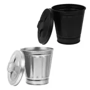 2 PCS Mini Trash Can Black Waste Desktop Modern Family Office
