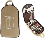 8 Pcs Camping Cookware Utensils Set Camping Essentials Cooking Utensils Set, Camping Accessories Portable Camp Kitchen Utensil Organizer Outdoor Camping RV Cookware Kit, Travel Grill Set