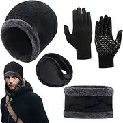 [Generic] Warm Hat Scarf | Womens Beanie With Scarf And Gloves - Warm Knit Beanie Hat Touch Screen Gloves Set Winter Neck Scarves For Women