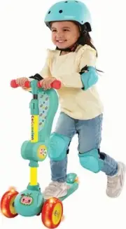 Cocomelon 3 Wheel Light-Up Scooter with Folding Seat for Toddlers Ages 3+