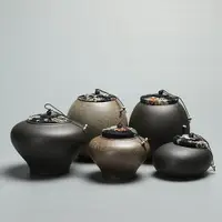 在飛比找樂天市場購物網優惠-茶葉罐 粗陶茶葉罐復古手工窯變日式軟木塞密封普洱干果陶瓷大小
