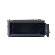 Ldr Assembled 4U Hinged Wall Mount Cabinet 600X550Mm Glass Door Black