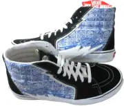 Vans Sk8-Hi Bolt Liquify Black Blue White Canvas Suede Skate shoes Size 9.5 NIB