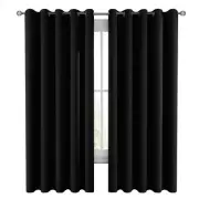 Pair of Blackout Curtains Eyelet Ring Top Ready Made Thick Thermal Curtain Set