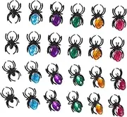 Totority Funny Spider Ring for Halloween 20pcs Mixed Drill Bag and 20pcs Black Bag Crystal Ring Spider Decor