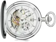 Charles Hubert Stainless Steel Skeleton Dial Pocket Watch XWA4345