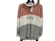 NEW Stussy Henly Rugby Top Green/red/white Ladies Sz 6 RP$79.95 *blemishes