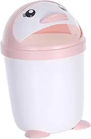 KALLORY Desktop Trash Can Penguin Flip Lid Trash Bin Cute Wastebasket Desktop Waste Bin for Office Car and Home