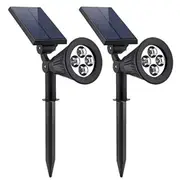 Outdoor 4 LED Solar Lights, Wall Waterproof LED Garden Light Landscape Spotlight for Tree Patio Yard Garden Lawn (2 Pack)