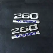 2x Chrome Blue TURBO + 2x Silver 260 Metal Sticker Badge Emblem Decal Type Coupe (for: MG)