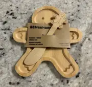 Bread+Butter Gingerbread Man Bamboo 2pc Set Cheese Charcuterie Board Brand New
