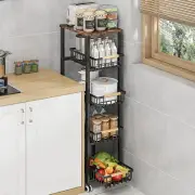Kitchen Storage Cart Slim Rolling Cart on Wheels,5-Tier Skinny Kitchen Island Ut