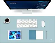 K KNODEL Leather Desk Mat, Office Desk Pad, Large Mouse Pad, Keyboard Pad, Computer and Laptop Mat for Desk, Desk Protector, Desktop Mat for Writing, Desk Blotter and Cover (80x40cm, Light Blue)