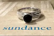 NWT Sundance Catalog Silver Black Onyx Spinner “Inkling Ring “ Size 8 $140
