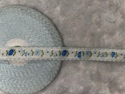 4.5 white navy baby light blue ombre olive green floral satin ribbon 3/4" wide