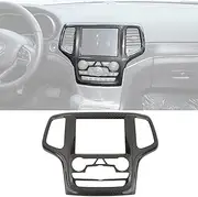YOCTM Dashboard GPS Navigation Panel Trim Full Cover for 2014-2018 Jeep Grand Cherokee SRT8 ABS Interior Mouldings Black Carbon Fiber Look Car Styling 1-Pack