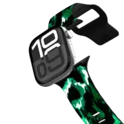 Apple Watch Series 10 (46mm) Impact Band WILD AT HEART, GREEN - Fun Chic Colorful Modern Abstract Watercolor Fine Art Animal Print Leopard Pattern Whimsical Emerald Jade Green Black White Jungle Design