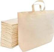Houmye Reusable Grocery Bags Eco-Friendly - Large Reusable Shopping Bags, Heavy Duty Grocery Bags, 32cmx42cmx16cm Foldable, Tote Bags Bulk (25 Pack, Cream)