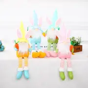 Plush Easter Bunny Gnome with Long Legs Shelf Sitter