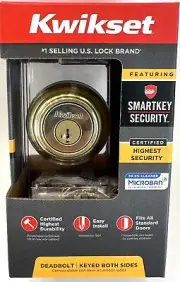 Kwikset Double Cylinder Deadbolt SmartKey & Microban In Polished Brass 99850-071