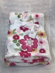 BG Baby Gear Floral Baby Blanket Fleece 30x40 Plush Light Dark Pink White Lovey