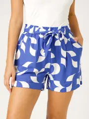 Womens Textured Tie Front Short