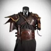 Halloween Medieval Viking Leather Steampunk Pauldron W Corset Belt Larp