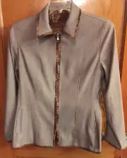 Harve Benard Reversible Jacket STRETCHY Brown Full Zip Women's Size 10 NEW