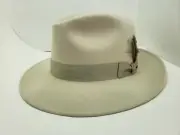STETSON BENSON FUR FELT HAT FEDORA IVORY MADE IN USA
