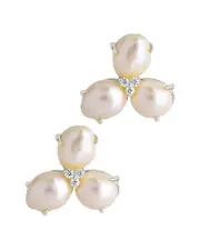 Sterling Forever Rhodium Plated 11mm Pearl CZ Olive Studs NoSize NoColor