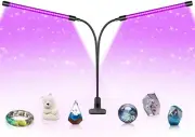 Black Light Dual Head, 20W Light with Clip, 3 9 12H Timer, 10 Dimmable Levels