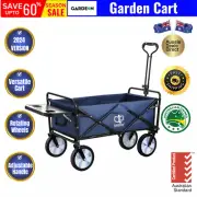 Gardeon Garden Cart with Cup Holders Trolley Camping Wagon Folding Blue NEW