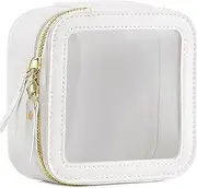 [DAKLUNAR] Mini Make Up Bag Toiletry Bag Travel Cosmetic Bag with Zip Transparent Small Make Up Organiser Women's Waterproof Car Beige, Beige, Höhe 12CM Breite 13CM Dicke 5CM, Clear Makeup Bag