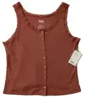 SO Button Front Tank Top Shirt w/Lace Size Large Shabby Mauve