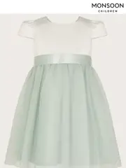 Monsoon Grey/White Tulle Baby Flower Girl Dress (B68844) | $81 - $92