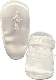 [Swea Pea & Lilli] Baptism Shoes for Baby Girl White Baby Booties w Celtic Cross