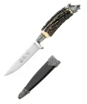 Puma Keiler Skinner Staghorn Handle Fixed Blade Knife, Leather Sheath - 112596